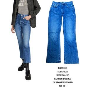 MOTHER SUPERIOR HIGH WAISTED SMOKING DOUBLE IN BROKEN RECORD ANKLE JEANS SZ. 26"